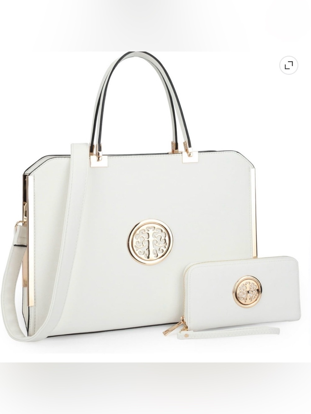Dasein Women Large Satchel Handbag Shoulder/Tote Bag w/ Matching Wallet NWT